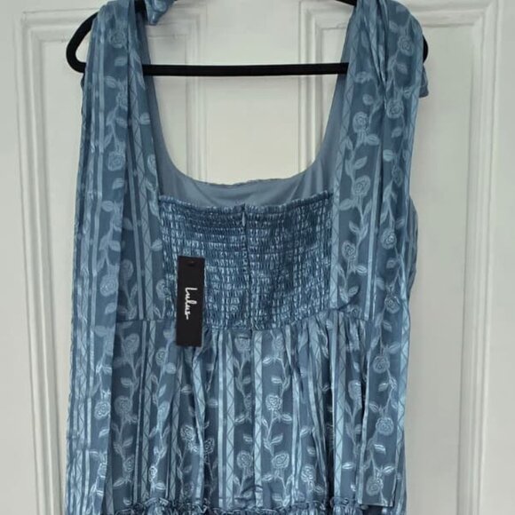 Lulus Picturesque Allure Slate Blue Jacquard Tie-Strap Maxi Dress - Picture 3 of 8